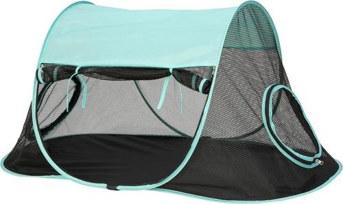 Kitty City Cat Play Tent with aqua top and black mesh