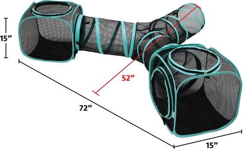 Kitty City Three-Way Play Tunnel size diagram